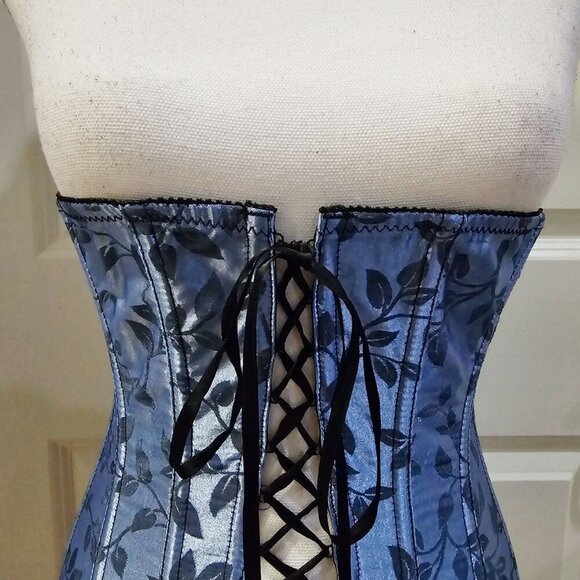 Victoria’s Secret Underbust Corset | Blue Black Floral Rayon Polyester | M - Picture 8 of 15